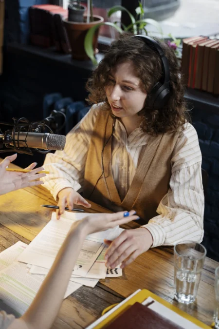 Editor reviewing a manuscript for Audio Books services