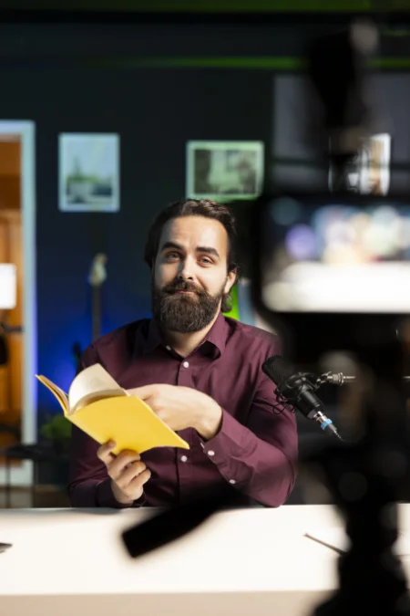 Editor reviewing a manuscript for Video Book Trailers services
